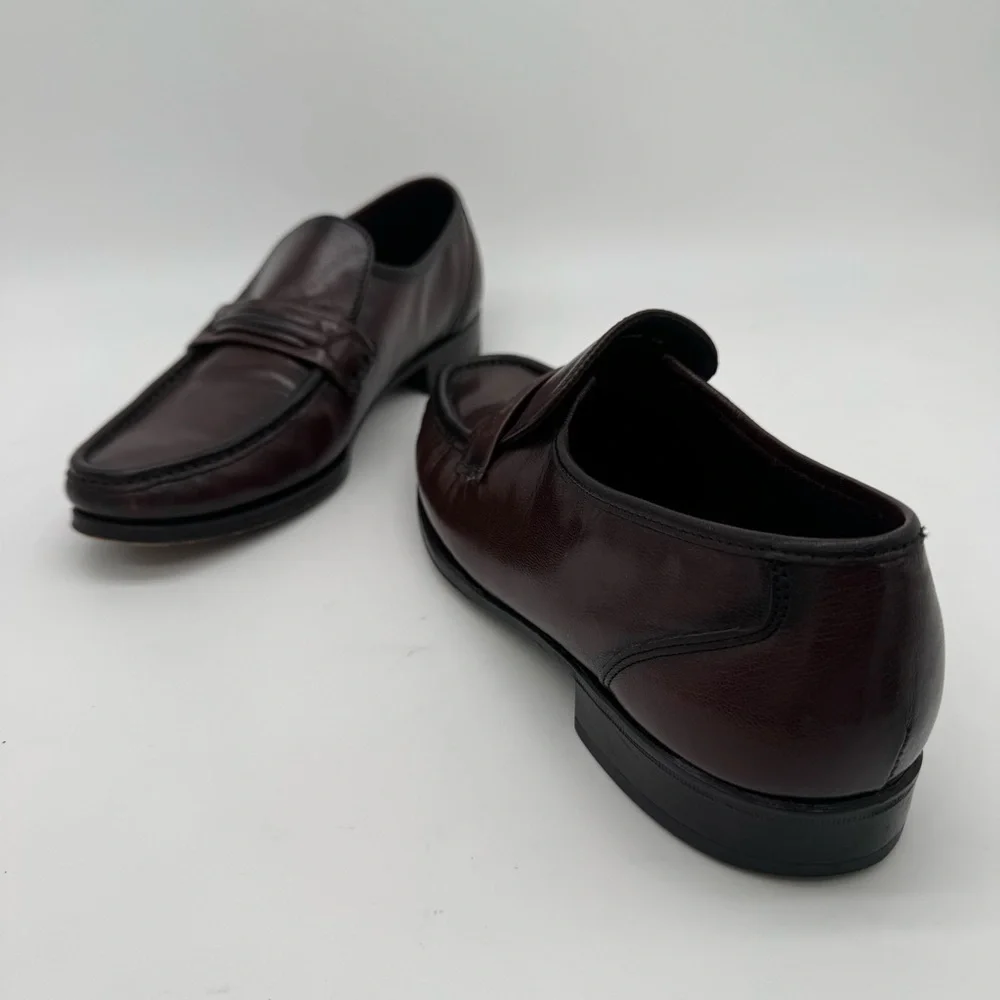 Florsheim Como Black Cherry Leather Moc Toe Strap Loafer Size 9 D
